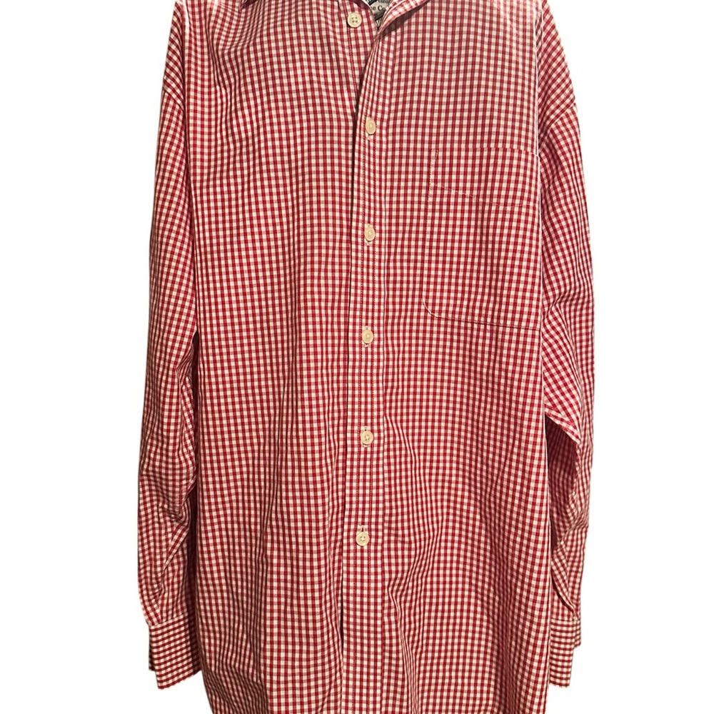 Classic Red Checkered Men's Button Down Shirt - image 1